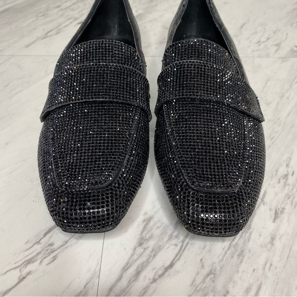 Steve Madden Riski Black Rhinestone Square Toe Loafer 6 1/2 M - Picture 11 of 15